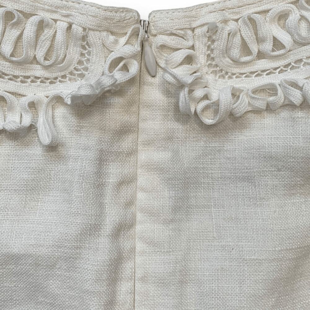3.1 Phillip Lim Cream Linen Silk Ribbon Detail Dress Size 0 Boho Wedding - Picture 8 of 12